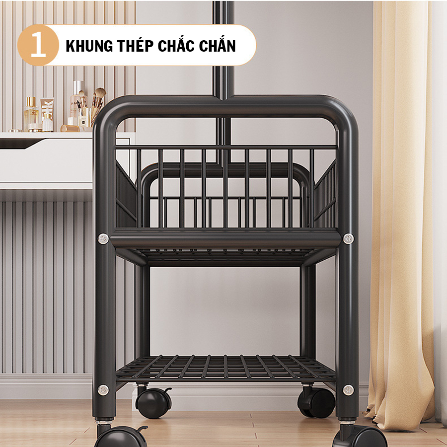 Kệ Treo Quần Áo Kèm Tầng Để Đồ Và Treo Túi Tiện Lợi