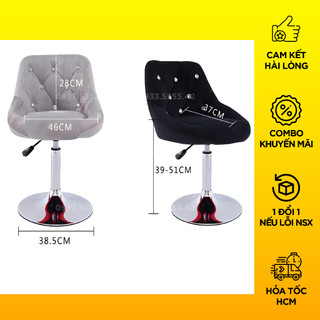 Ghế đẹp  HÓT[ FREE SHIP] điều chỉnh được cao- thấp- Bọc nhung sang chảnh- ghế makeup- làm nail- live tream