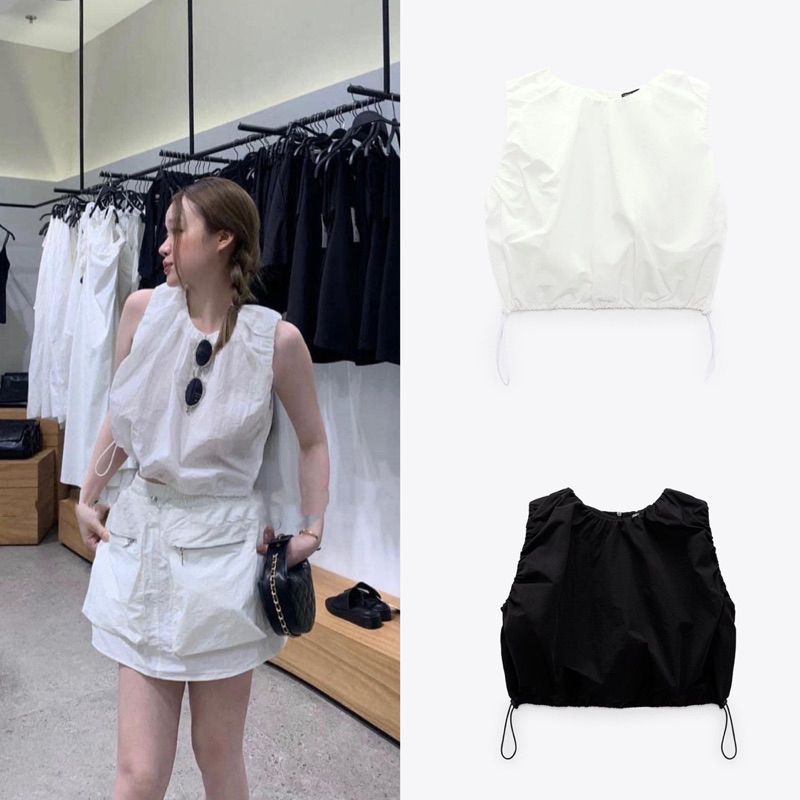 Áo croptop vải nylon Za.ra (kèm ảnh thật)