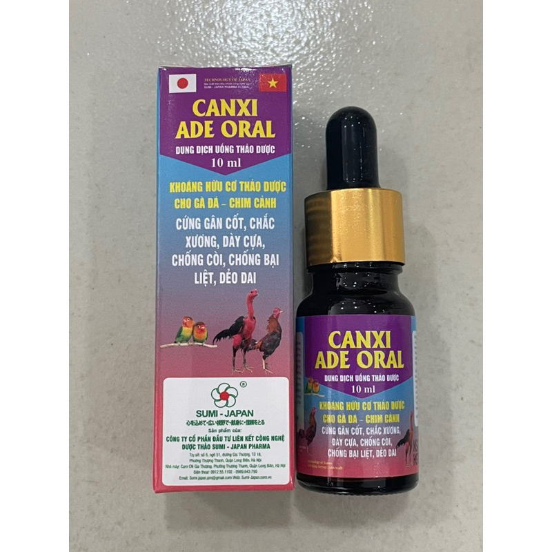 CANXI ADE ORAL 10ml khoáng hữu cơ, cứng gân cốt, chắc xương, chống còi, dẻo dai, bền sức cho gà nồi, gà đòn, chim cảnh
