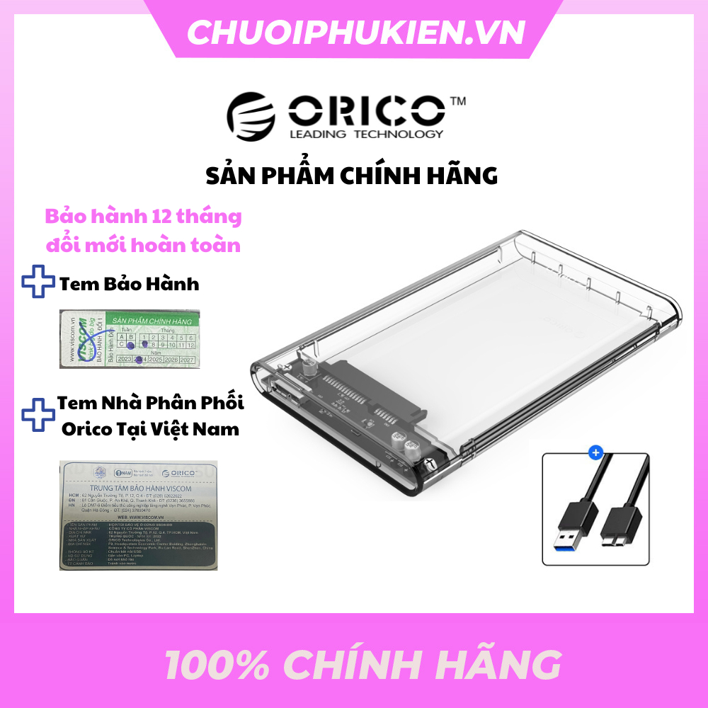 Box ssd Orico 2139U3 hỗ trợ SSD và HDD 2.5" sẵn cáp đi kèm - hàng chính hãng