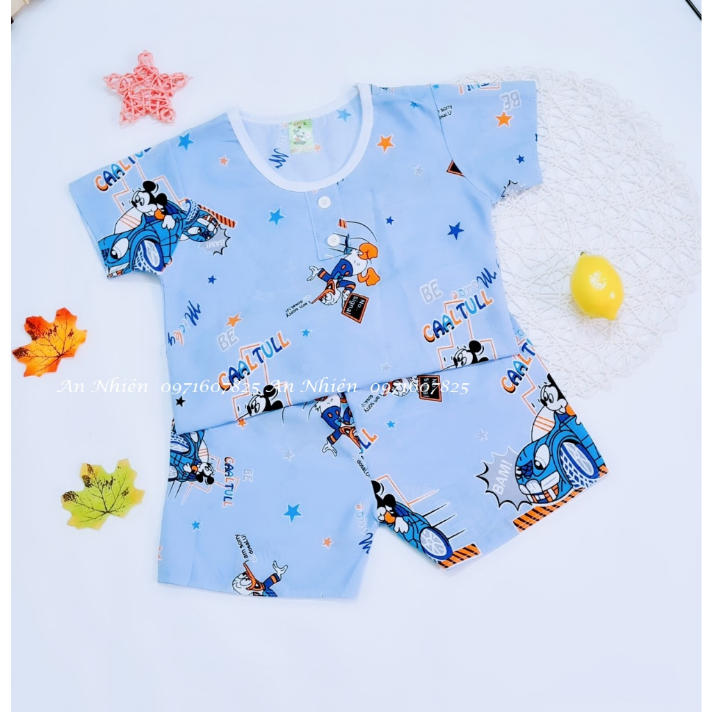 Bộ quần áo vải lanh  mùa hè mát mềm cho bé từ 7-22kg