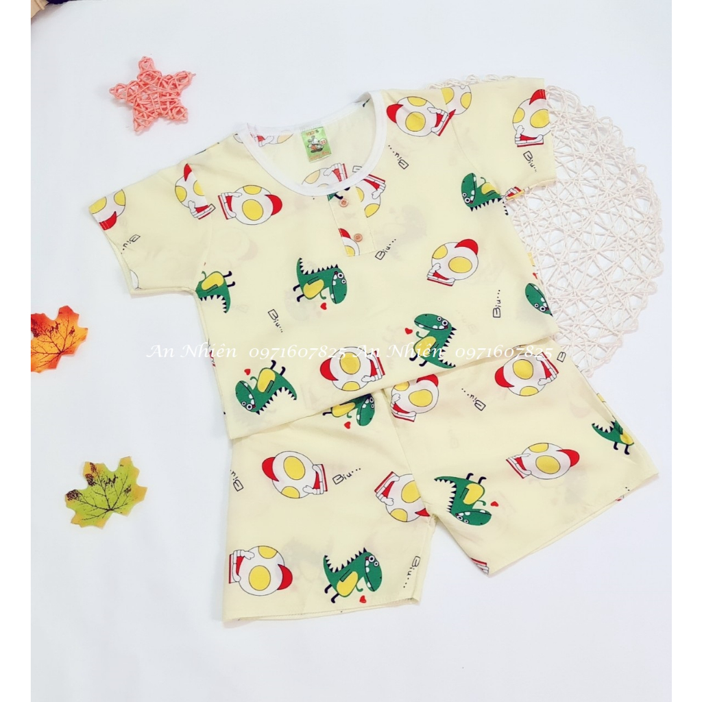 Bộ quần áo vải lanh  mùa hè mát mềm cho bé từ 7-22kg