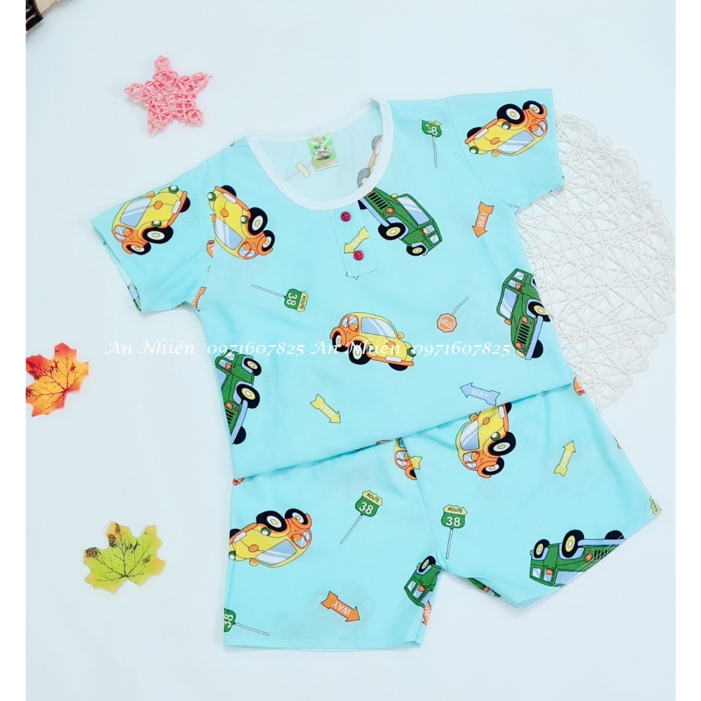 Bộ quần áo vải lanh  mùa hè mát mềm cho bé từ 7-22kg