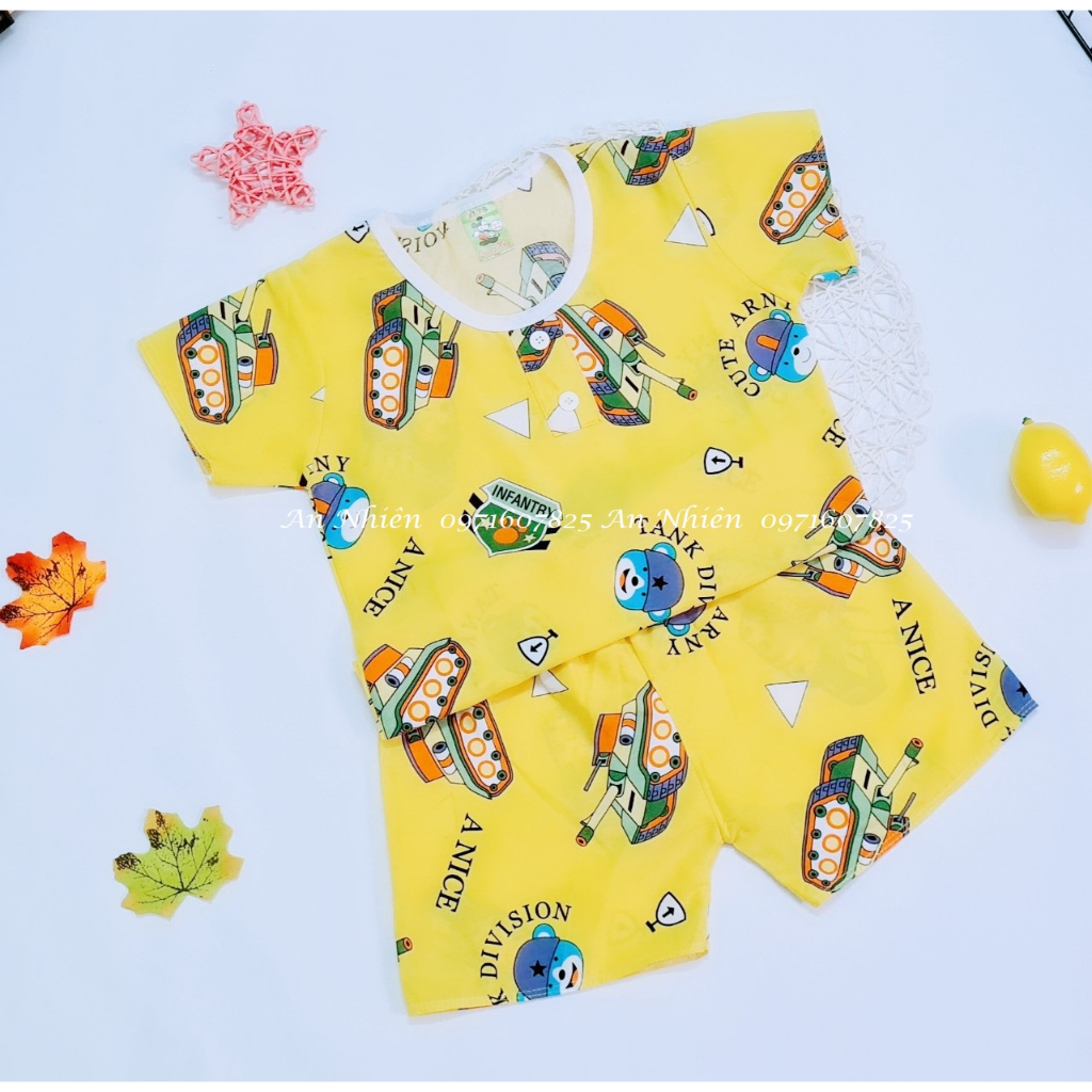 Bộ quần áo vải lanh  mùa hè mát mềm cho bé từ 7-22kg