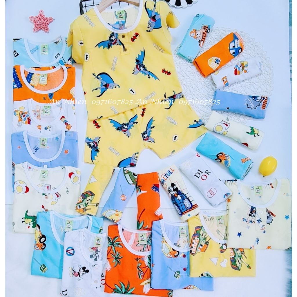 Bộ quần áo vải lanh  mùa hè mát mềm cho bé từ 7-22kg