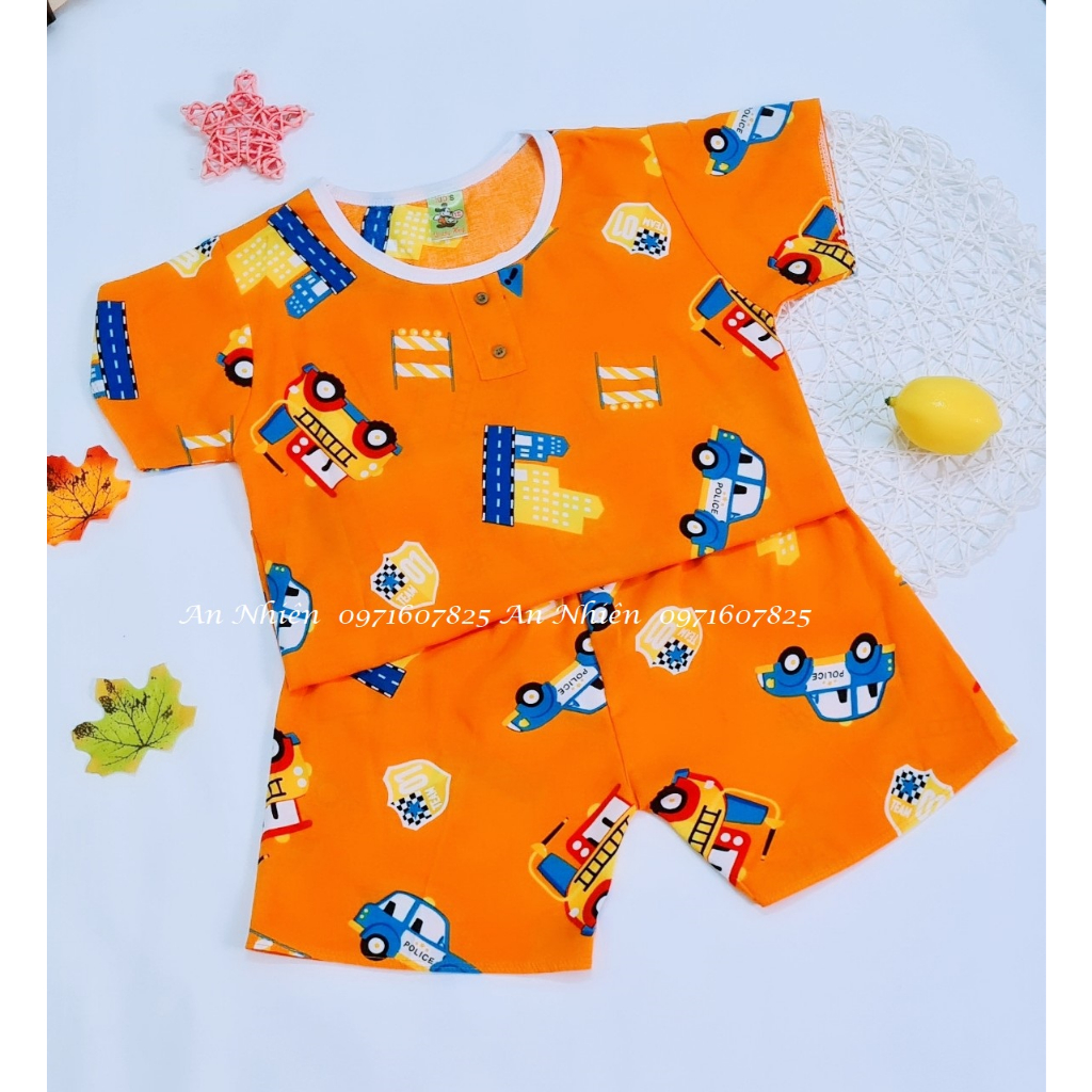 Bộ quần áo vải lanh  mùa hè mát mềm cho bé từ 7-22kg