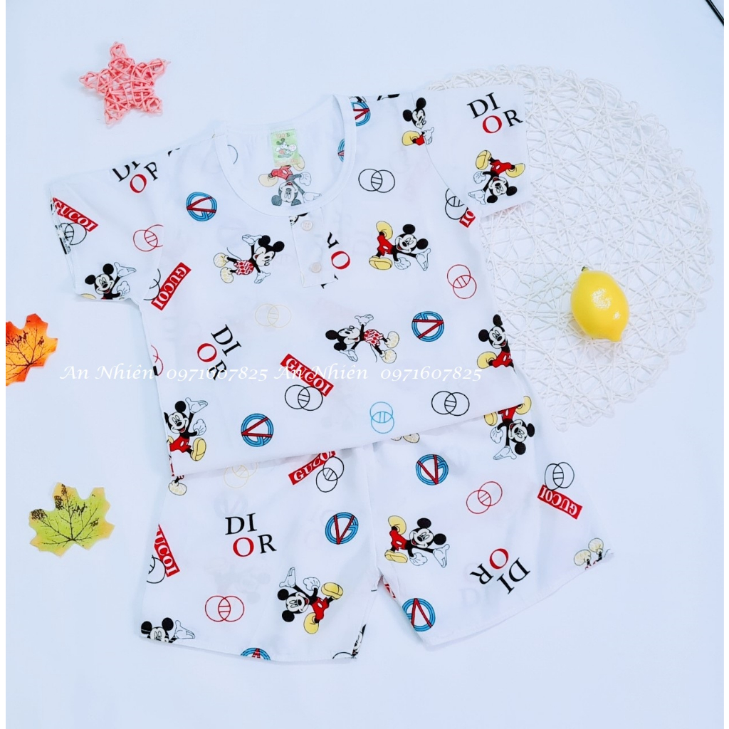 Bộ quần áo vải lanh  mùa hè mát mềm cho bé từ 7-22kg