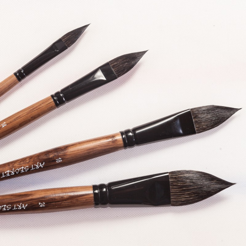 [ART SECRET] Cọ lưỡi mèo lông sóc thân gỗ 777 OVAL WASH