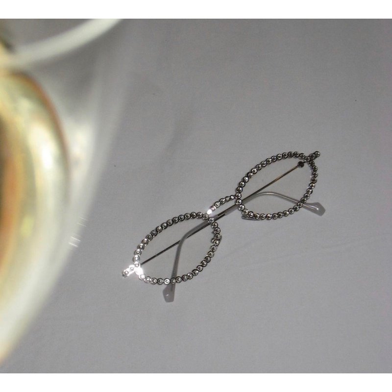 Kính râm GM_Jennie lesyeuxdenini gọng oval viền đá,kính mát chống UV cao cấp Jelly eyewear