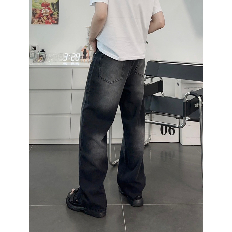 QUẦN BAGGY JEANS ỐNG RỘNG LOANG SỌC XÁM KHÓI 1007 FORM TO UNISEX