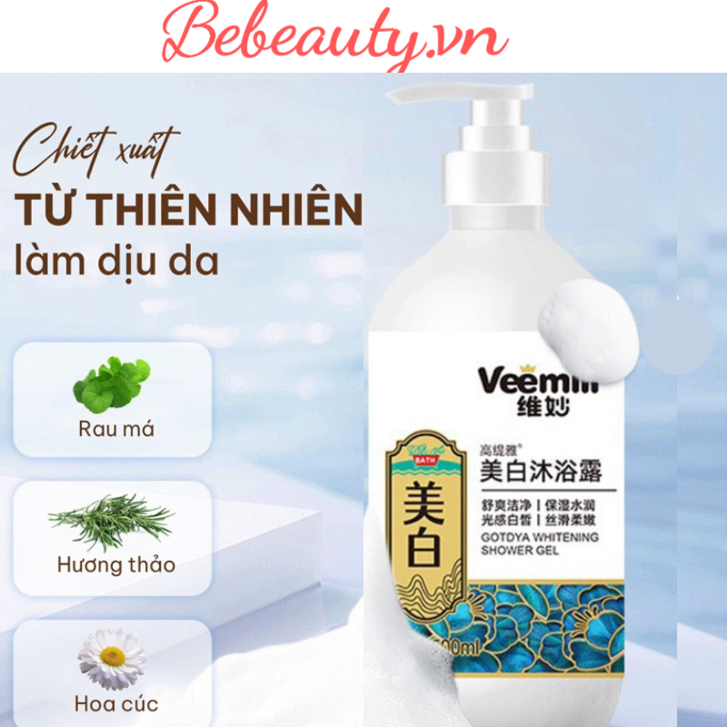 Sữa tắm Veemill 500ml trắng sáng da, mịn màng, mượt da