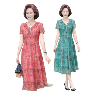 Đầm trung niên voan dự tiệc, váy trung niên dự tiệc AD231