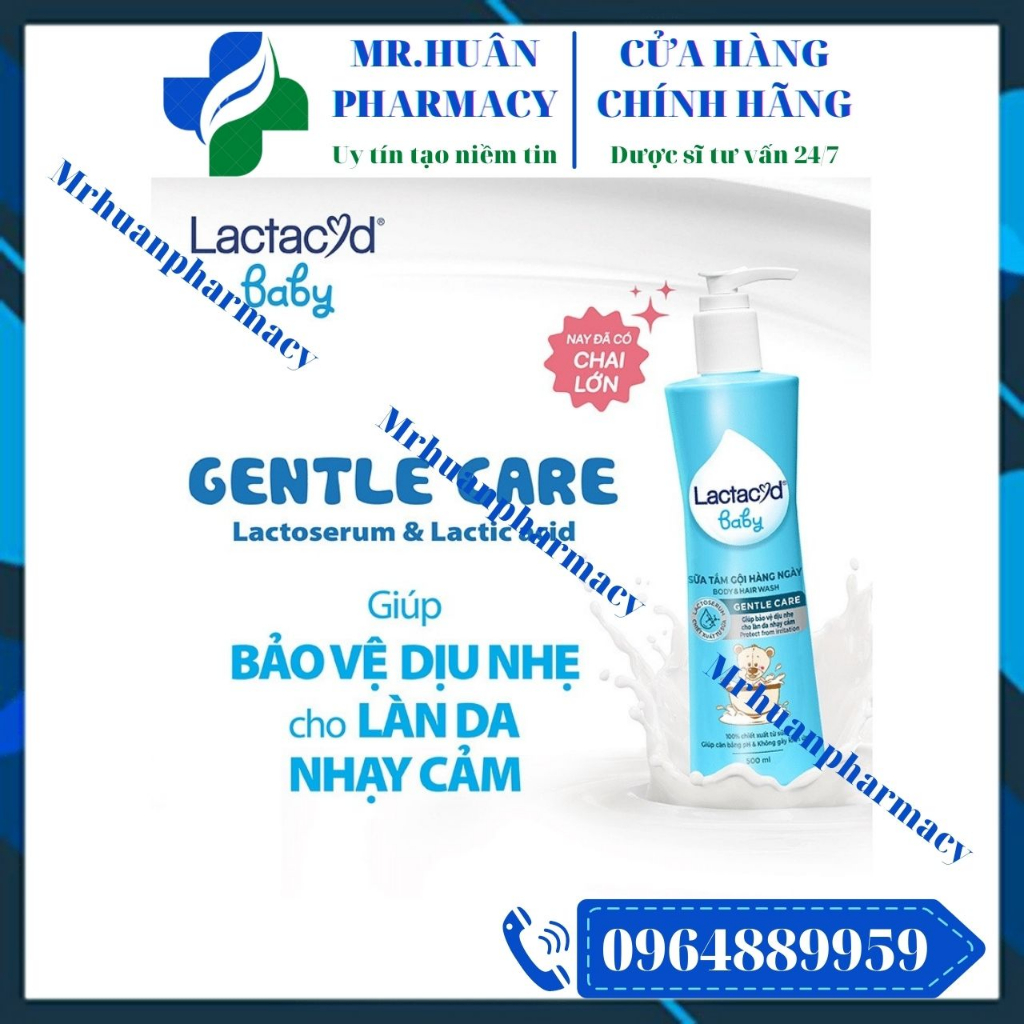 Sữa tắm gội hàng ngày Lactacyd Baby Gentle Care 500ml - Giúp bảo vệ dịu nhẹ cho da nhạy cảm