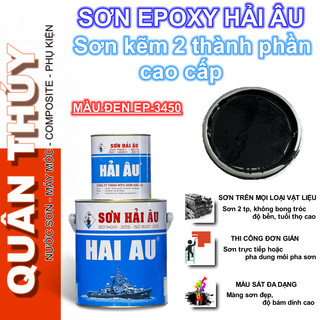 [Bộ 1Lít] Sơn kẽm, sơn sắt mạ kẽm CAO CẤP HẢI ÂU Màu đen EP3450 - Sơn mạ kẽm 2 thành phần EPOXY