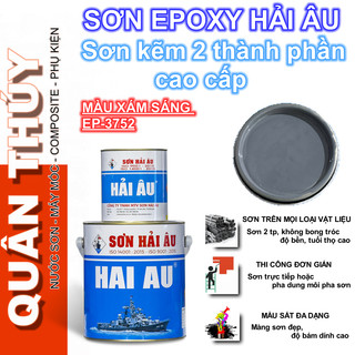 [Bộ 1Lít] Sơn kẽm, sơn sắt mạ kẽm CAO CẤP HẢI ÂU Màu Xám sáng EP3752 - sơn mạ kẽm 2 thành phần EPOXY
