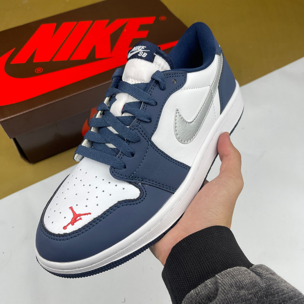 Giày Eric Koston x JD1 Low SB Midnight Navy, JD1 Thấp Xanh Trắng Móc Xám - Than.Shoes