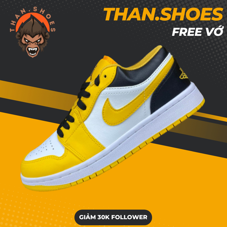 Giày JD1 Low Taxi, JD1 Thấp Trắng Vàng Gót Đen Bản Cao Cấp - Than.Shoes