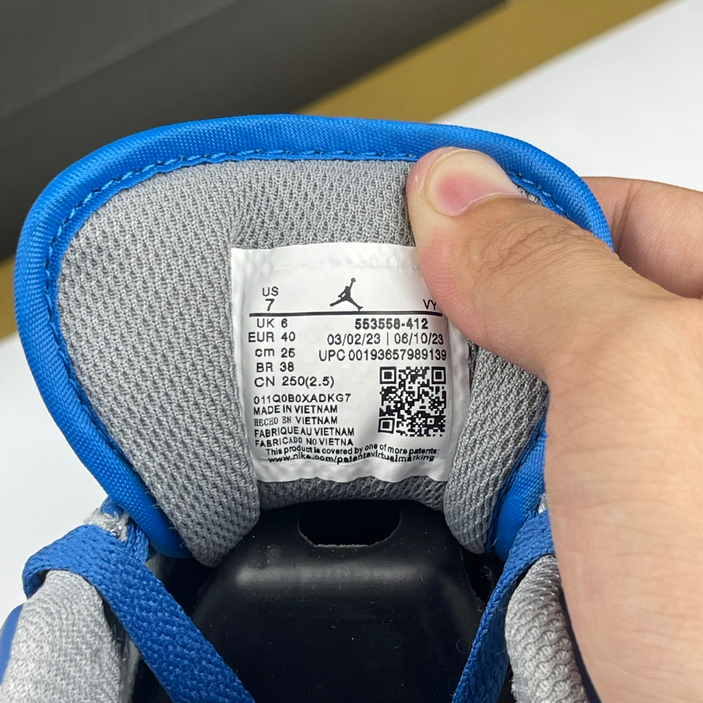 Giày JD1 Low True Blue Cement, JD1 Thấp Trắng Xanh Móc Xám - Than.Shoes