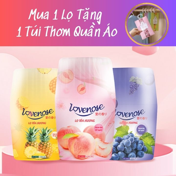 Lọ tỏa hương thơm Lovenose dung tích 250ml thơm lâu 60 ngày hương thơm dứa nho đào