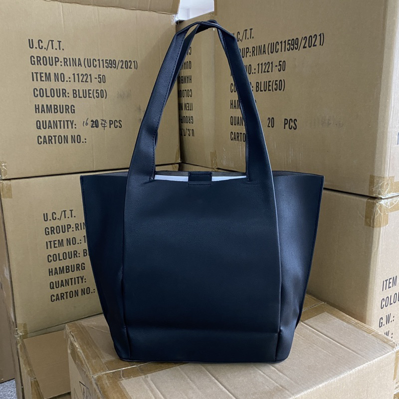 Túi tote đen da mềm Za.ra