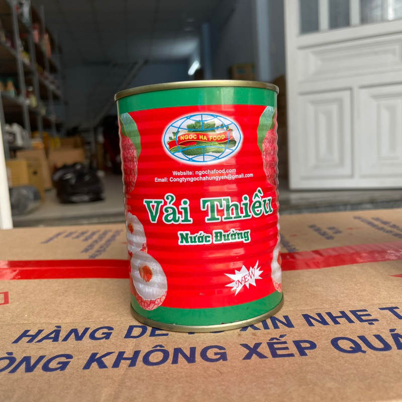 Hoả tốc Thùng Vải Ngâm Nước Đường Ngọc Hà Lon nhỏ 560g 12 lon