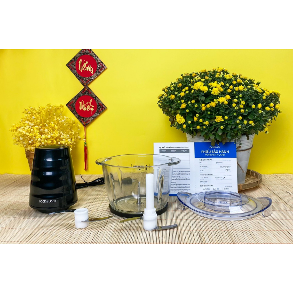 Máy xay thịt Lock&Lock cối inox, cối thủy tinh 1L 2L 2,4L chính hãng bảo hành 12 tháng