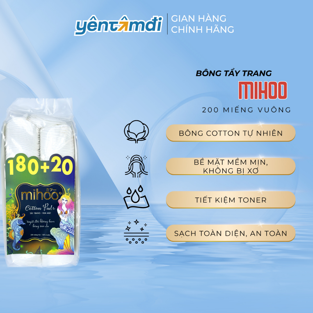 Bông tẩy trang Mihoo 200 miếng tròn