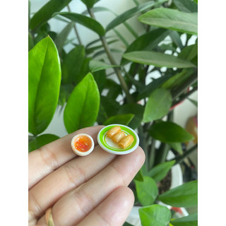 Mô hình dĩa chả giò mini bằng đất sét 1/12 rất nhỏ
