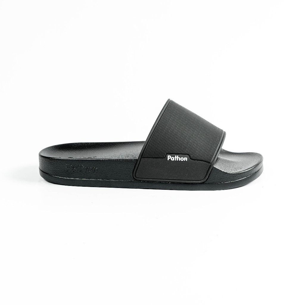 Dép nam PATHON SD23, quai ngang PVC đen, đế nhám PU êm chân chống trượt