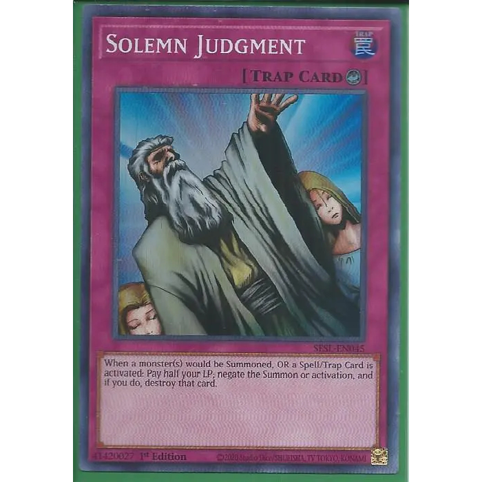 Thẻ bài Yu-Gi-Oh Tiếng Anh - SESL-EN045 Solemn Judgment – Super Rare
