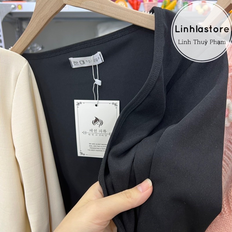 Áo Cardigan Ngắn Chất len Tăm Thoáng khí phong cách Hàn Quốc