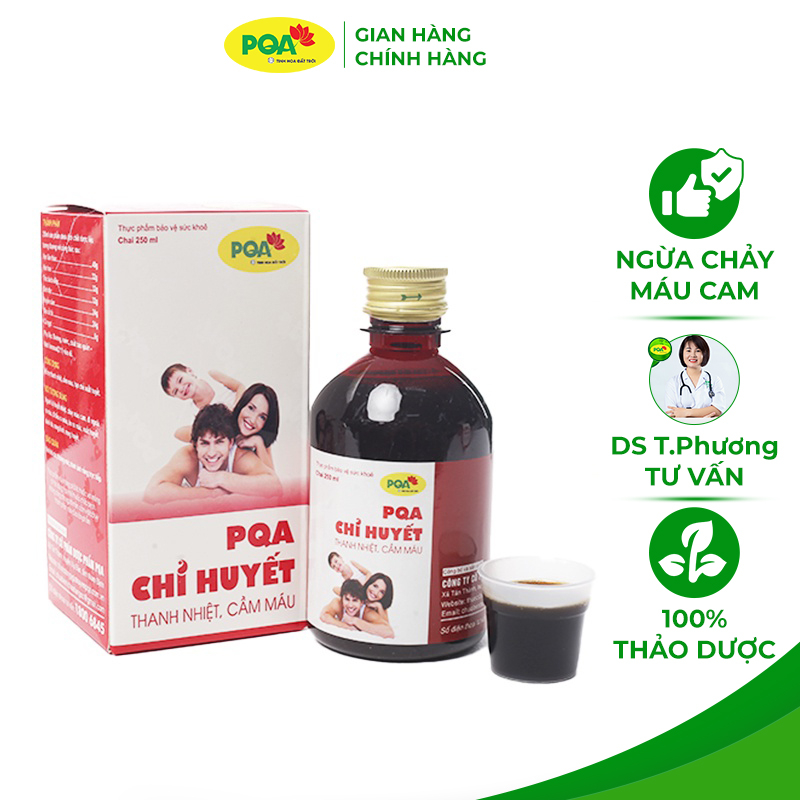 Chỉ Huyết PQA dùng cho người bị chảy máu cam, đi ngoài ra máu, tiểu ra máu, ho ra máu, xuất huyết dưới ra