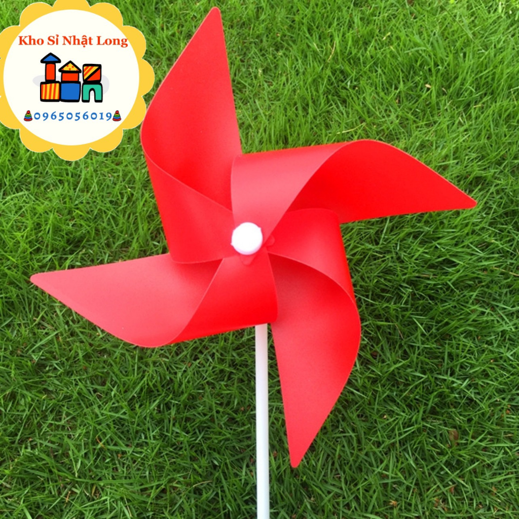 Chong chóng nhựa 4 CÁNH 1 MÀU 24 CM cầm tay - Chong chóng que cầm