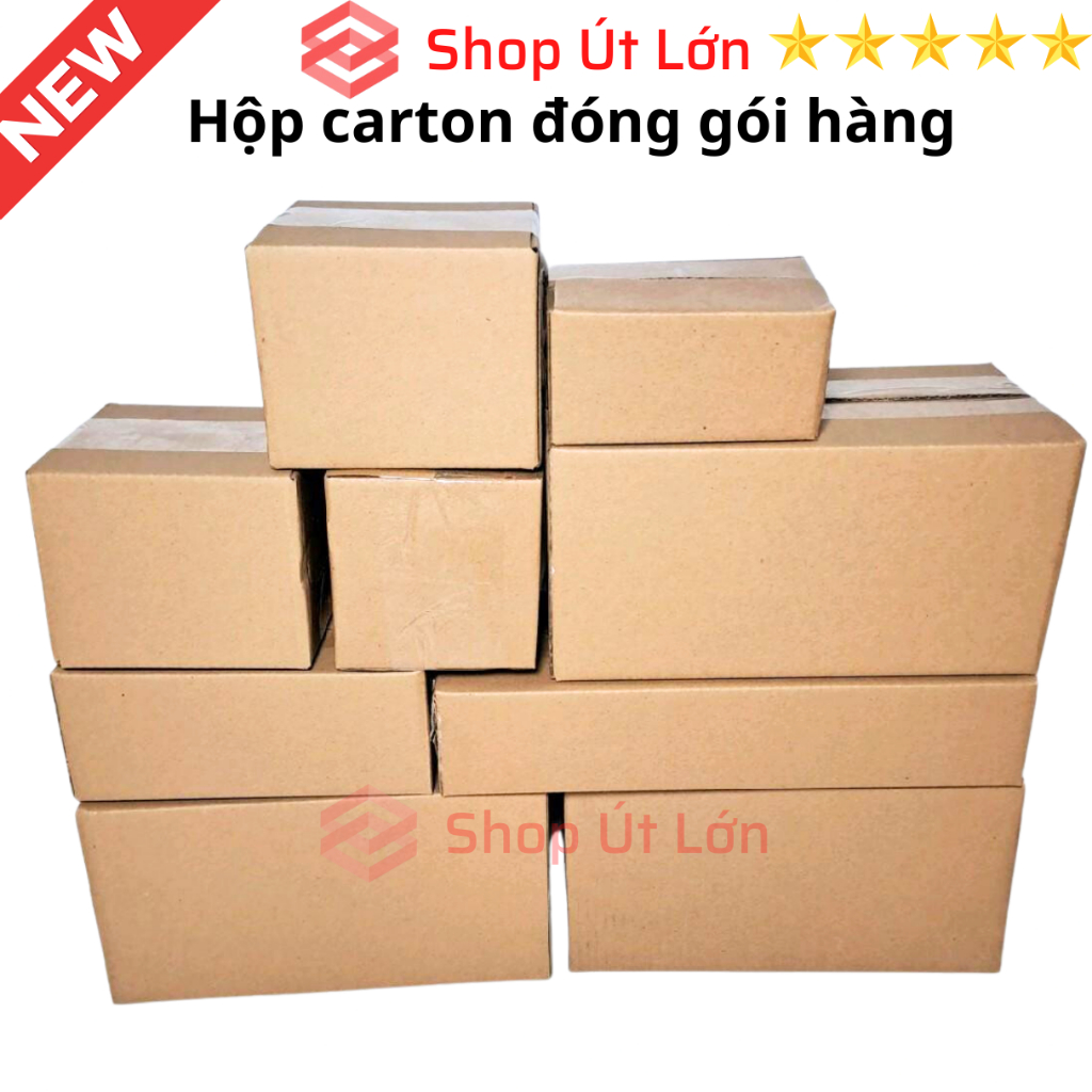 Combo 20 hộp carton nhiều kích cở, bìa catton đóng gói hàng, 3 lớp sóng B