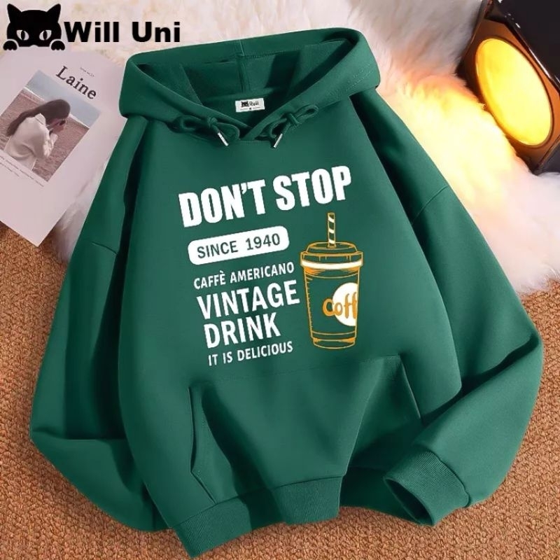 Áo Hoodie Mũ 2 Lớp Form Rộng Dây Kéo Unisex Nam Nữ Mặc Được  Chữ DON'T STOP