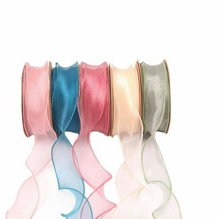 Cuộn duy băng Voan 4cm dài 9m viền sóng Cuộn duy băng đuôi cá làm nơ ,gói quà