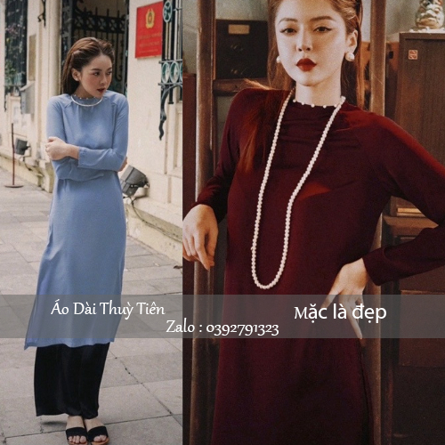 Áo dài Feather dáng suông xưa chất liệu Tây thi cổ tròn ,giá sét áo kèm quần . Mặc chụp ảnh ,đi chơi , đi chùa …TH12