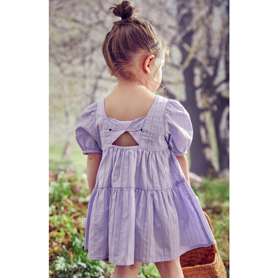 Váy tím pastel HM dư xịn bé gái. Mềm-nhẹ-siêu mát- siêu thấm hút, thêu hoa tinh tế, xinh lắm. Size 1-6Y