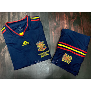 Áo Đá Banh ĐT Tây Ban Nha - Bộ Bóng Đá Hàng thái Đt TBN Vô địch WC 2010 màu xanh than