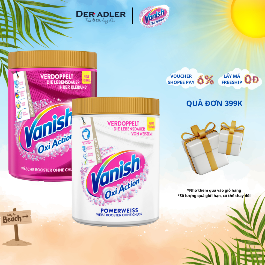 Bột giặt tẩy quần áo chuyên dụng VANISH tẩy trắng, giữ màu, an toàn da tay