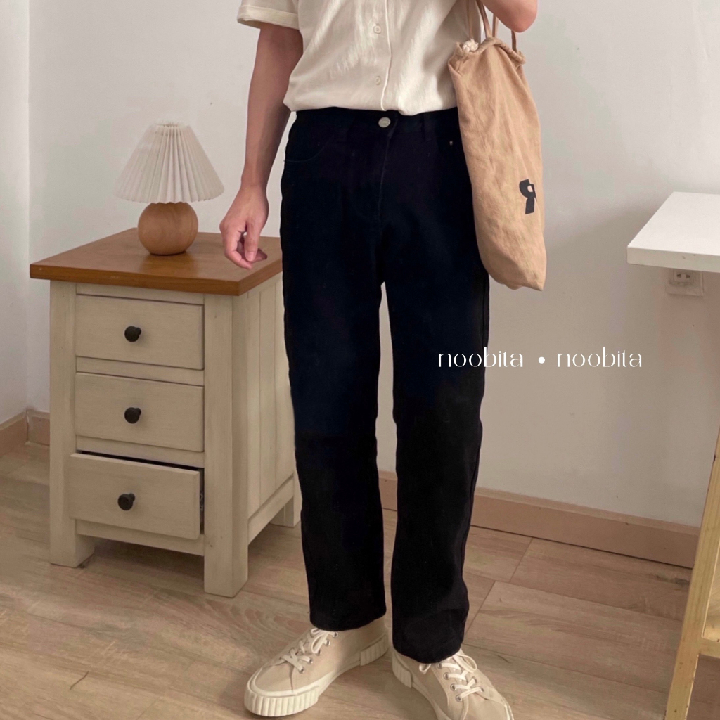 NOOBITA - Quần dài jeans ống suông vải không co giãn 7902