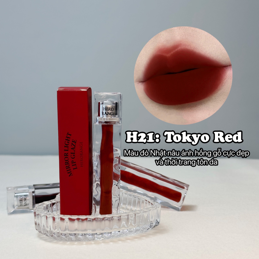 Son Kem Bóng Herorange Vỏ Gương Căng Mọng Mướt Môi V21 Mirror Light Lip Glaze