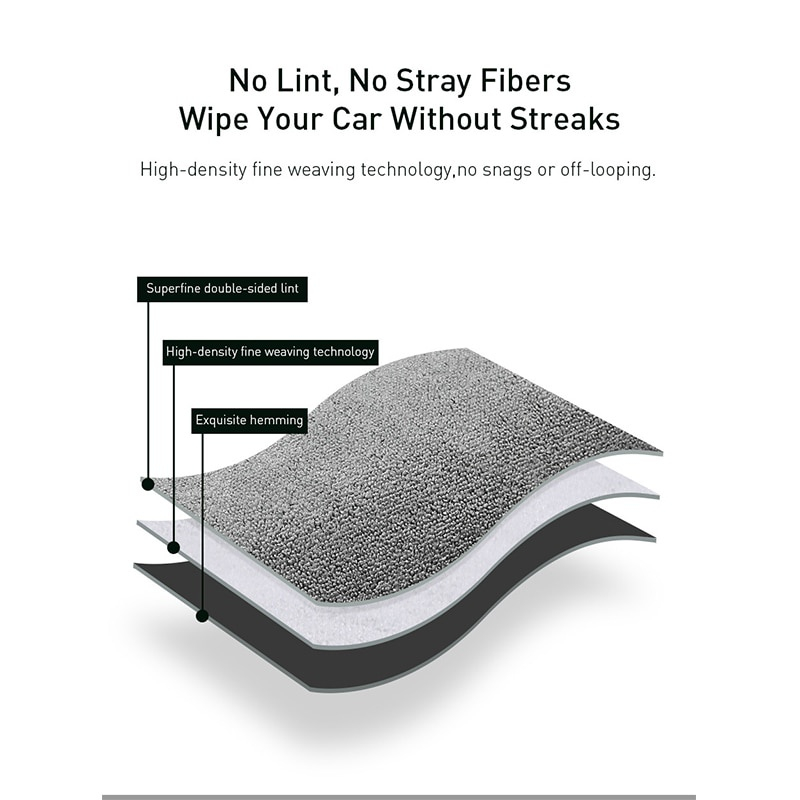 Khăn lau ô tô xe hơi Baseus 3 lớp vải sợi siêu thấm hút, hàng chính hãng, cao cấp - Cao Minh Shop