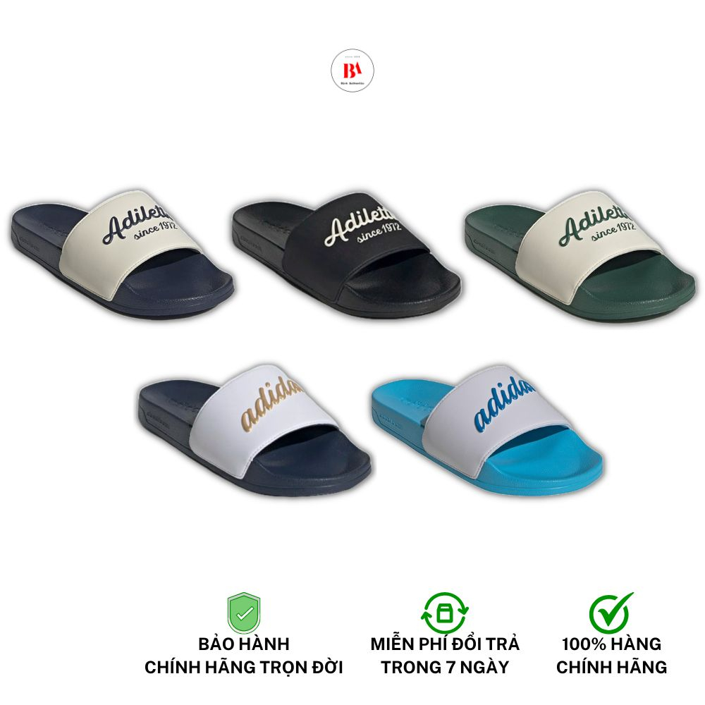 Chính Hãng Dép quai ngang Adilette Shower Đen / Xanh Lá / Navy chữ xanh / Navy chữ vàng / Xanh trời