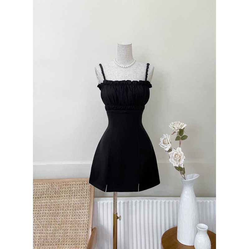 Đầm 2 dây nhún thun