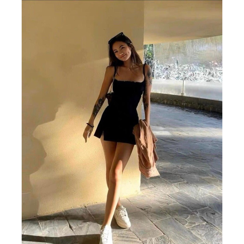 Đầm 2 dây nhún thun