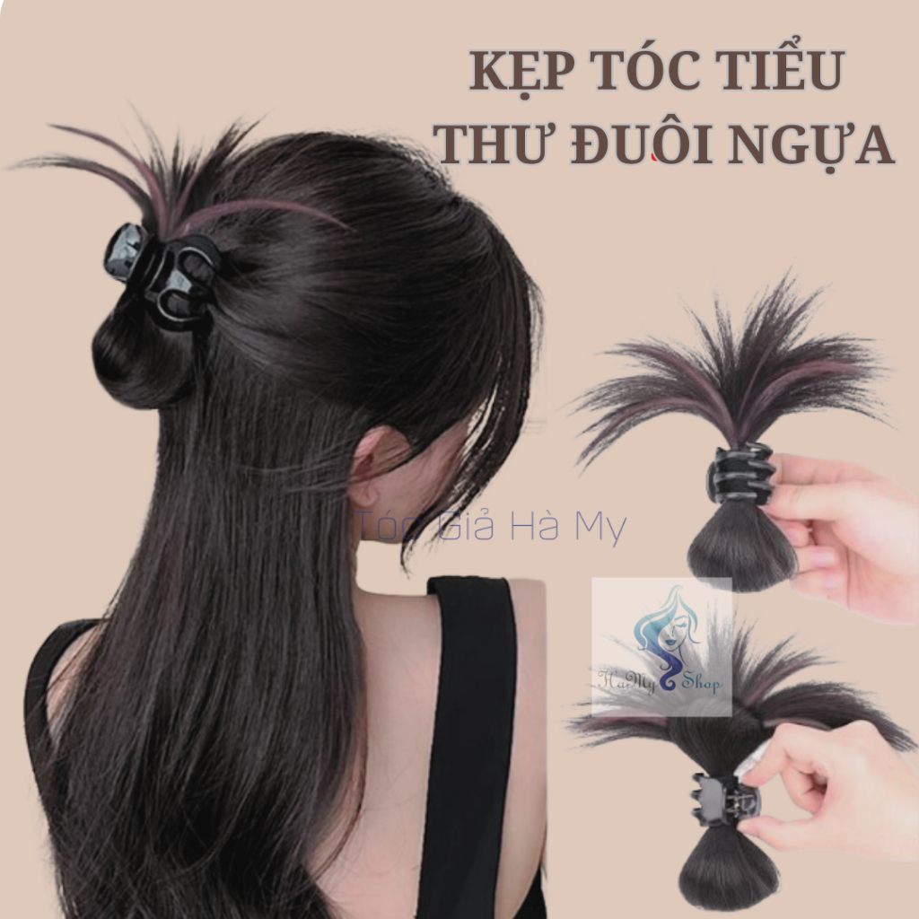 Tóc Giả Dạng Kẹp Tóc Cuộn Nơ Đuôi Ngựa Tóc Xỉa Chỉa Tiểu Thư Sang Chảnh