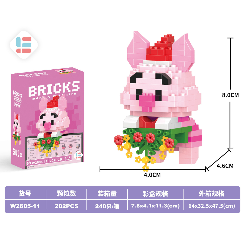 Mô Hình Lắp Ráp hoạt hình, Đồ chơi lắp ráp Gấu Dâu gắn màn hình- Mèo Béo Kids Store