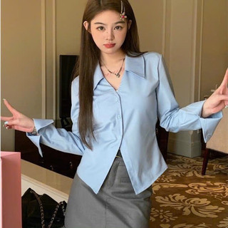 Áo sơ mi voan cổ nhọn